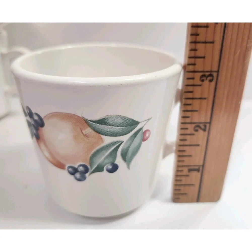 Set of 6 Vintage Corelle Abundance Coffee Cups Flat Bottom Mugs